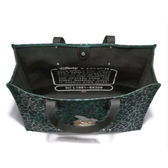 Disney's X Coach Bambi Thumper Large Tote Bag Green & Black Handbag $598.00 - Picture 10 of 12